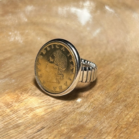 *SOLD* Italian Lira Coin 925 Sterling Silver Ring - Picture 4 of 16